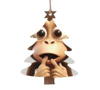 The Silent Monkey Lot de 2 décorations de Noël en bois à suspendre pour sapin de Noël en forme de sapin de Noël Artisanat Décoration de Noël à suspendre pour Nouvel An