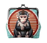 The Silent Monkey Petit porte-monnaie rectangulaire pour femme avec verrou de baiser, format de poche, mini porte-monnaie pour femme