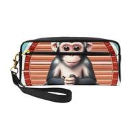 The Silent Monkey Petite trousse de maquillage double face en cuir PU