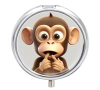 The Silent Monkey Pilulier à 3 compartiments - Petit pilulier personnalisé avec miroir - Pilulier portable pour poche ou sac à main - Cadeau de voyage