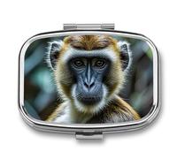 The Silent Monkey Pilulier portable à 2 compartiments pour le quotidien - Pilulier carré pour poche, sac à main, médicaments, conteneur quotidien pour contenir des vitamines, de l'huile de poisson -