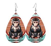 The Silent Monkey Print Pendants d'oreilles pour femme - Bijoux légers en forme de larme, accessoire de fête, créoles tendance