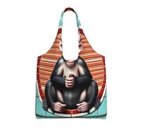 The Silent Monkey Sac à bandoulière en toile imprimée pour femme Sac fourre-tout léger