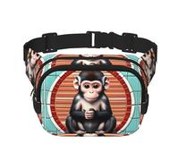 The Silent Monkey Sac banane imprimé mode Sac messager unisexe Sac banane de voyage tendance Noir Taille unique