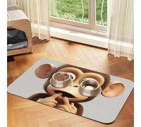 The Silent Monkey Tapis de nourriture pour chien, 30,5 x 45,7 cm, antidérapant, super absorbant, passe au lave-vaisselle, pour la nourriture et l'eau, joli tapis d'alimentation en caoutchouc à séchage