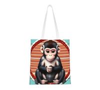 The Silent Monkey Totes. Toile légère, double poignée, sac fourre-tout élégant pour femme, parfait pour le shopping, le travail et le transport quotidien.