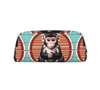 The Silent Monkey Trousse à crayons légère et portable en cuir avec fermeture éclair 20,5 x 5,5 x 8 cm pour bureau, voyage, maquillage, doré, Taille unique, Pochette à monnaie