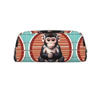 The Silent Monkey Trousse à crayons légère et portable en cuir avec fermeture éclair 20,5 x 5,5 x 8 cm pour bureau, voyage, maquillage, Argenté., Taille unique, Pochette à monnaie