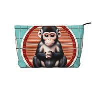 The Silent Monkey Trousse de maquillage multifonction en velours côtelé avec fermeture éclair 22 x 7 x 17 cm pour voyage, camping, vacances, fitness, Noir , Taille unique