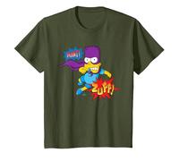 The Simpsons Bart Simpson Bartman Super Hero Sound Effects T-Shirt, Enfant, Olive, 2 Ans