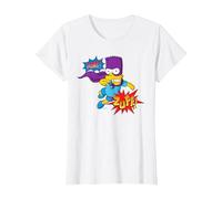The Simpsons Bart Simpson Bartman Super Hero Sound Effects T-Shirt, Femme, Blanc, S