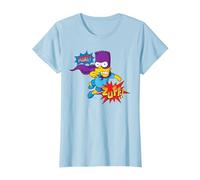 The Simpsons Bart Simpson Bartman Super Hero Sound Effects T-Shirt, Femme, Bleu Céleste, XL