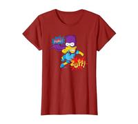 The Simpsons Bart Simpson Bartman Super Hero Sound Effects T-Shirt, Femme, Canneberge, S