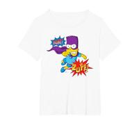 The Simpsons Bart Simpson Bartman Super Hero Sound Effects T-Shirt, Femme Grandes Tailles, Blanc, 1X