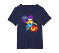 The Simpsons Bart Simpson Bartman Super Hero Sound Effects T-Shirt, Femme Grandes Tailles, Bleu Marine, 2X