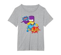 The Simpsons Bart Simpson Bartman Super Hero Sound Effects T-Shirt, Femme Grandes Tailles, Gris Chiné, 4X