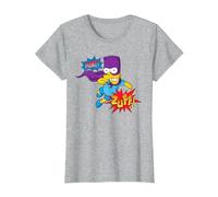 The Simpsons Bart Simpson Bartman Super Hero Sound Effects T-Shirt, Femme, Gris Chiné, S