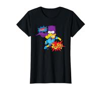 The Simpsons Bart Simpson Bartman Super Hero Sound Effects T-Shirt, Femme, Noir, XS