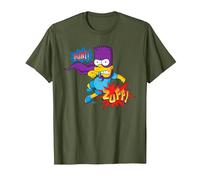 The Simpsons Bart Simpson Bartman Super Hero Sound Effects T-Shirt, Homme, Olive, M