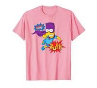 The Simpsons Bart Simpson Bartman Super Hero Sound Effects T-Shirt, Homme, Rose, L