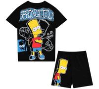 The Simpsons Bart Simpson Boys Fashion Tee & Mesh Short 2pc Set Ensemble t-Shirt, Noir, 14-16 Garçon
