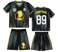 The Simpsons Bart Simpson Soccer Mesh Jersey Tee & Short 2pc Set-Boy 4-20 Ensemble t-Shirt, Noir/Multicolore, 10-12 Garçon
