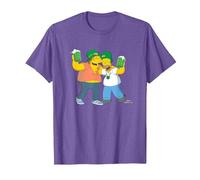 The Simpsons Homer and Barney Cheers to St. Patrick’s Day T-Shirt, Homme, Violet Chiné, L