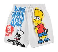 The Simpsons Homer & Bart Simpson Short Homer, Bart, Lisa en Maille pour Homme, Blanc, Taille XL