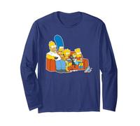 The Simpsons Homer Marge Maggie Bart Lisa Simpson Canapé Manche Longue, Unisexe pour Adultes, Bleu Marine, M