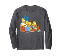 The Simpsons Homer Marge Maggie Bart Lisa Simpson Canapé Manche Longue, Unisexe pour Adultes, Chiné Foncé, XL