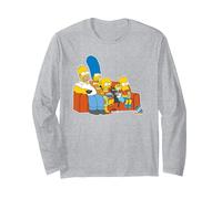 The Simpsons Homer Marge Maggie Bart Lisa Simpson Canapé Manche Longue, Unisexe pour Adultes, Gris Chiné, M