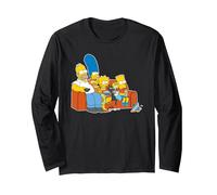 The Simpsons Homer Marge Maggie Bart Lisa Simpson Canapé Manche Longue, Unisexe pour Adultes, Noir, XL