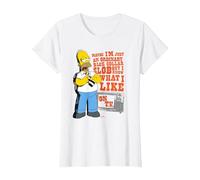 The Simpsons Homer Simpson Just an Ordinary Blue Collar Slob T-Shirt, Femme, Blanc, XL