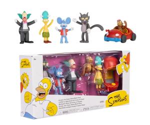 The Simpsons - Licence Officielle - Jakks Pacific - Lot de Figurines 6,5 cm Krusty The Clown Show - Mini Personnages Inspirés de l’Émission TV - Univers Animation - Jouets Collection Fans Série