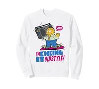 The Simpsons Ralph Wiggum I'm Kicking it Old Style Sweatshirt, Unisexe pour Adultes, Blanc, M