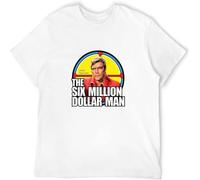 The Six Million Dollar Man T-Shirt Mens 70'S TV Show Bionic American Retro 6 Tee O Neck Tee White M