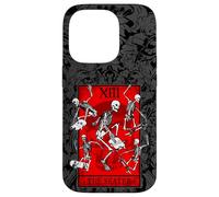 The Skater Tarot Card Skateboard Squelettes Occultes Rouge Coque pour iPhone 14 Pro