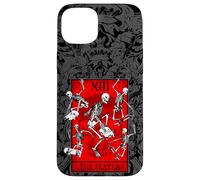 The Skater Tarot Card Skateboard Squelettes Occultes Rouge Coque pour iPhone 15 Plus