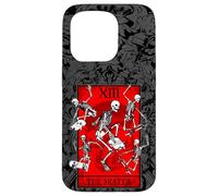 The Skater Tarot Card Skateboard Squelettes Occultes Rouge Coque pour iPhone 15 Pro