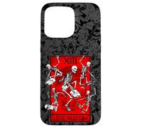 The Skater Tarot Card Skateboard Squelettes Occultes Rouge Coque pour iPhone 15 Pro Max