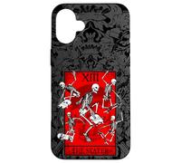 The Skater Tarot Card Skateboard Squelettes Occultes Rouge Coque pour iPhone 16 Plus