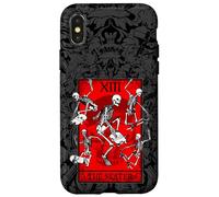 The Skater Tarot Card Skateboard Squelettes Occultes Rouge Coque pour iPhone X/XS