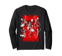 The Skater Tarot Card Skateboard Squelettes Occultes Rouge Manche Longue