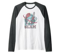 The Smurfs Big Slam Baseball Retro 90's Cartoon Manche Raglan