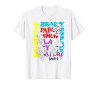 The Smurfs Character Outlines and Groovy Text Cartoon T-Shirt