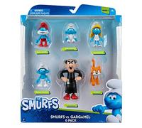The Smurfs GARGAMEL VS Smurfs 6 Figure Multipack - Features 2-inch Smurfette, Papa Smurf, Brainy Smurf, Baby Smurf, Azrael, 3-inch Gargamel - Authentic Details, Blue