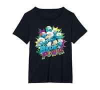 The Smurfs Movie Village Blue Power Smurfette T-Shirt, Femme Grandes Tailles, Noir, 3X