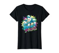 The Smurfs Movie Village Blue Power Smurfette T-Shirt, Femme, Noir, 3XL