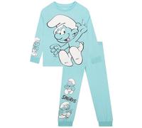 The Smurfs Pyjama Garçon, Pyjamas Enfant Manches Longues, Ensemble De Pyjamas Amusants pour Garçons, Pyjama D’Hiver pour Enfants, Bleu 3-4 Ans