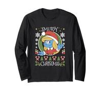 The Smurfs Smurfy Christmas Smurfette Holiday Manche Longue